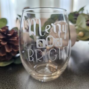 Merry and Bright Stemless Wineglass